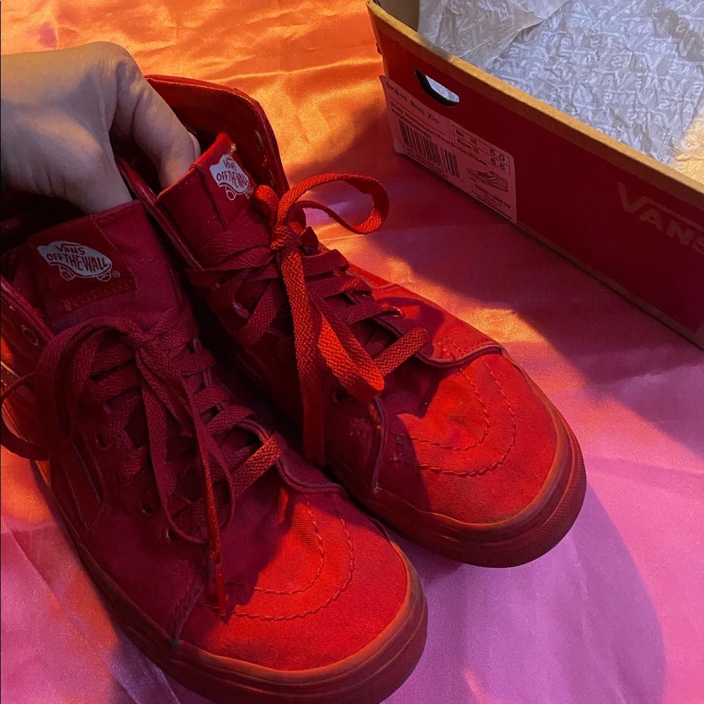 Red Sk8 Hi Vans